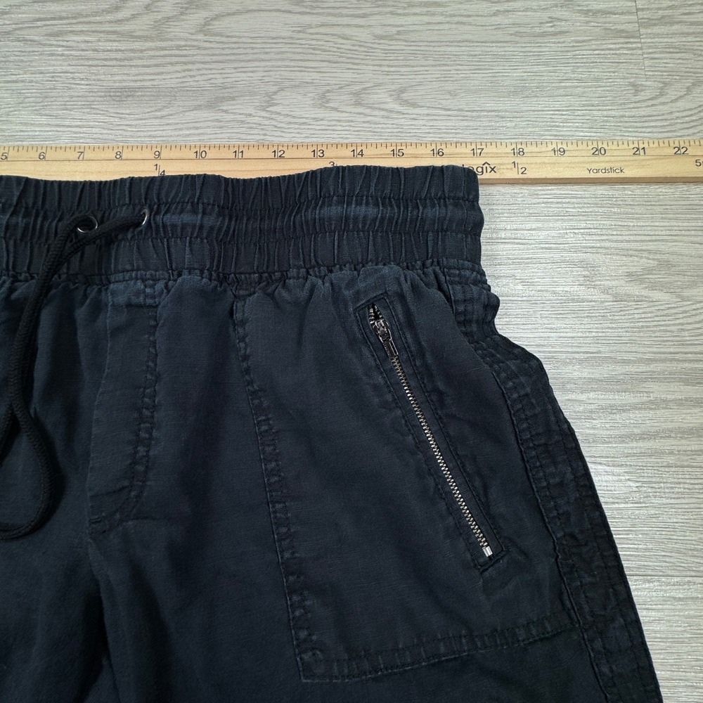 Athleta Womens Jogger Cabo Linen Pants Black 12 Elastic Waist Casual Pocket - Picture 6 of 8